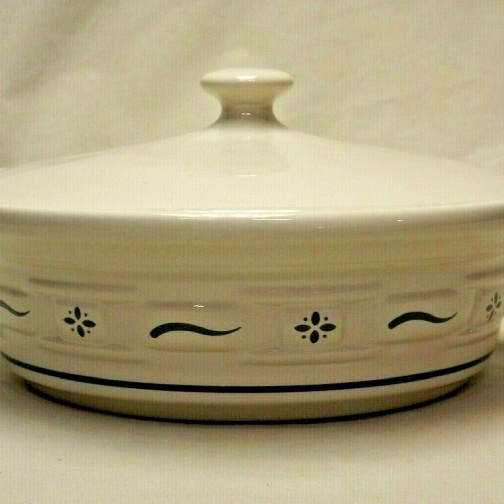 Longaberger Pottery Woven Traditions Heritage Green 1 Quart Covered Casserole